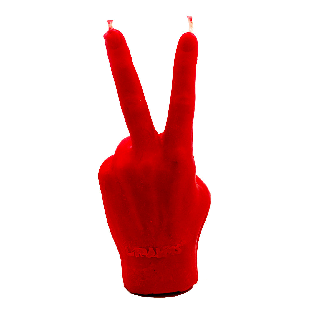 LITPALMS ICON ART HAND CANDLE "PEACE SIGN" (RED)