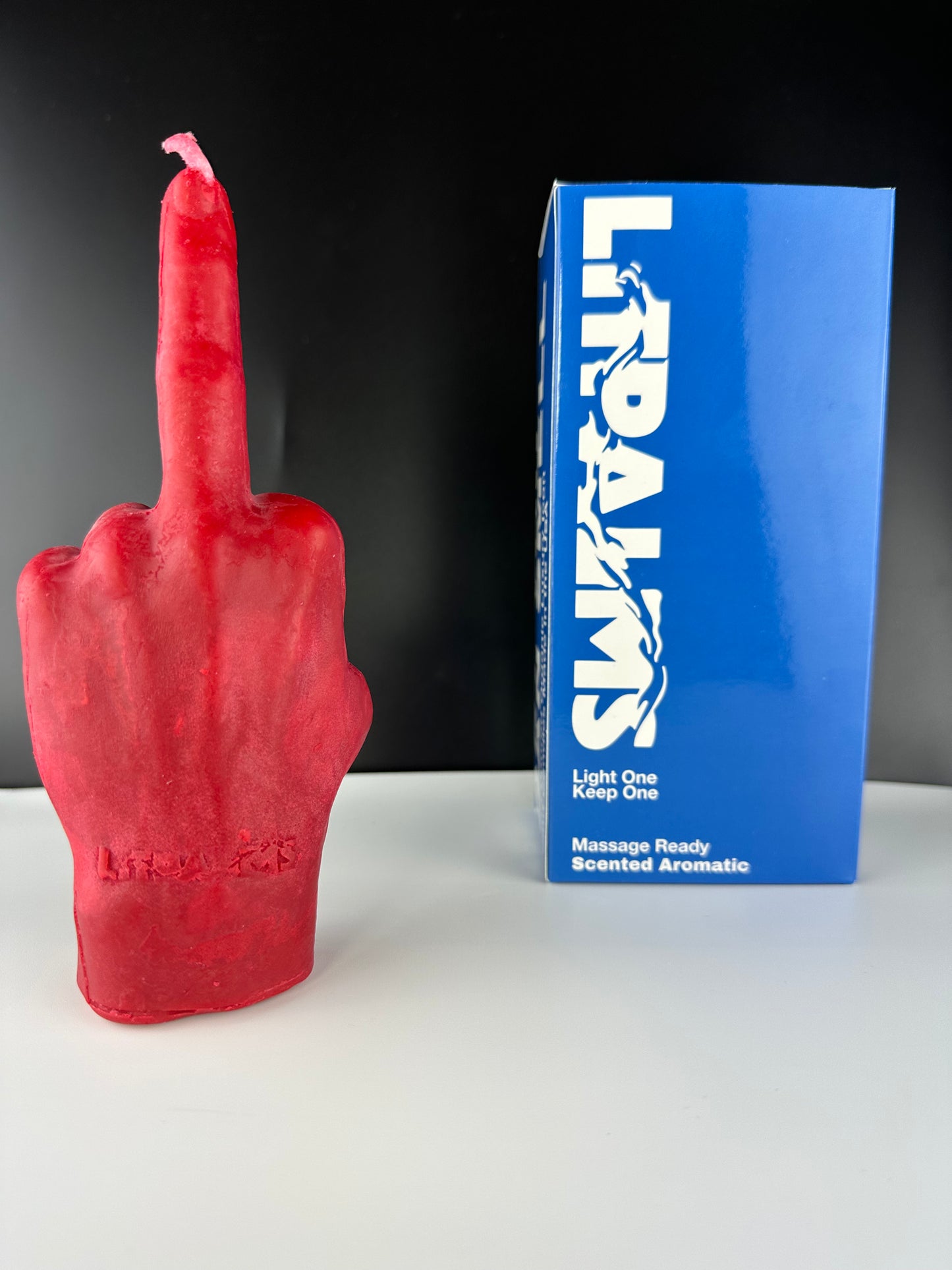 LIPALMS ICON ART HAND CANDLE "FXCK OFF" (CHERRY RED)